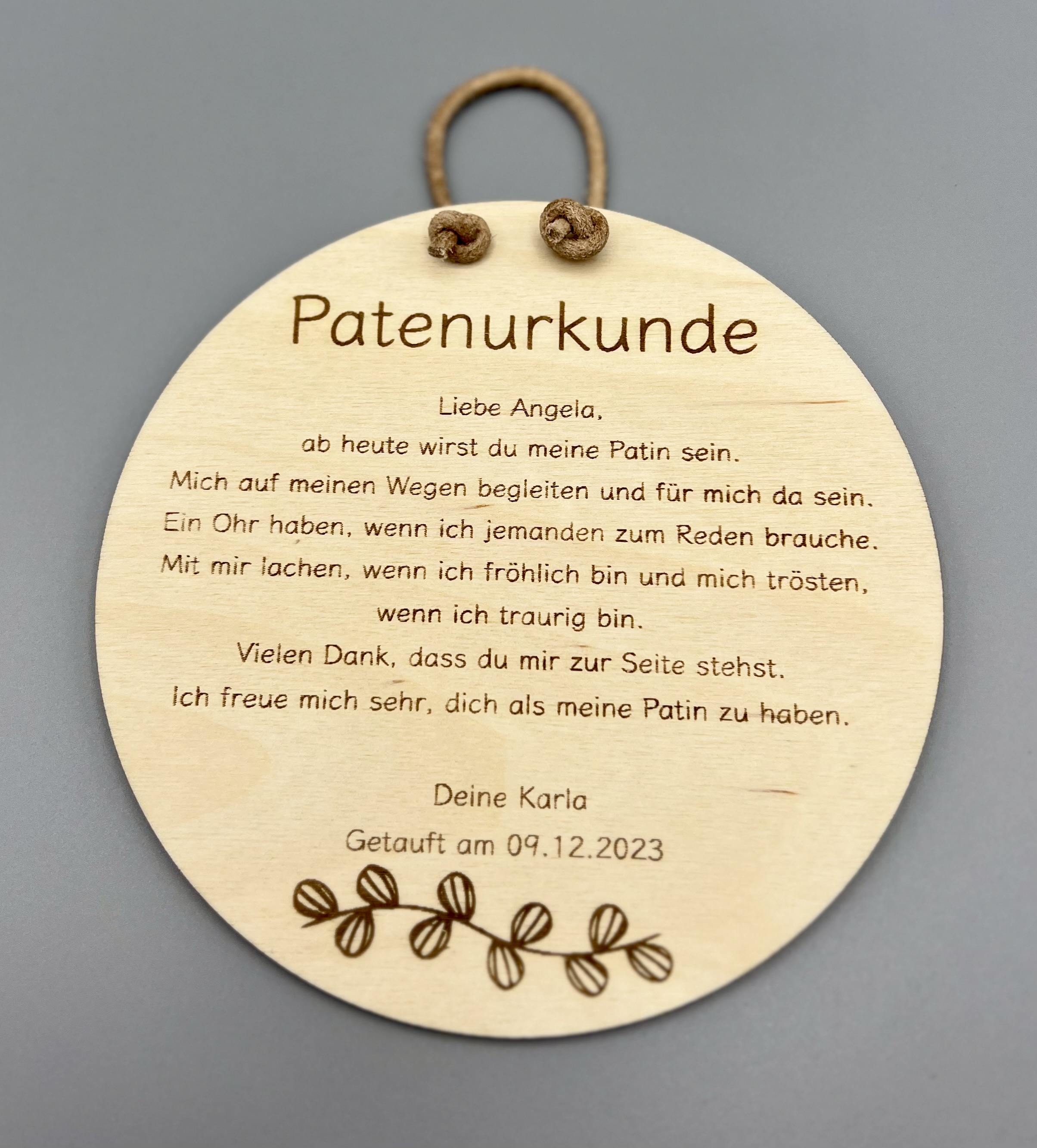 Anhänger Patenurkunde