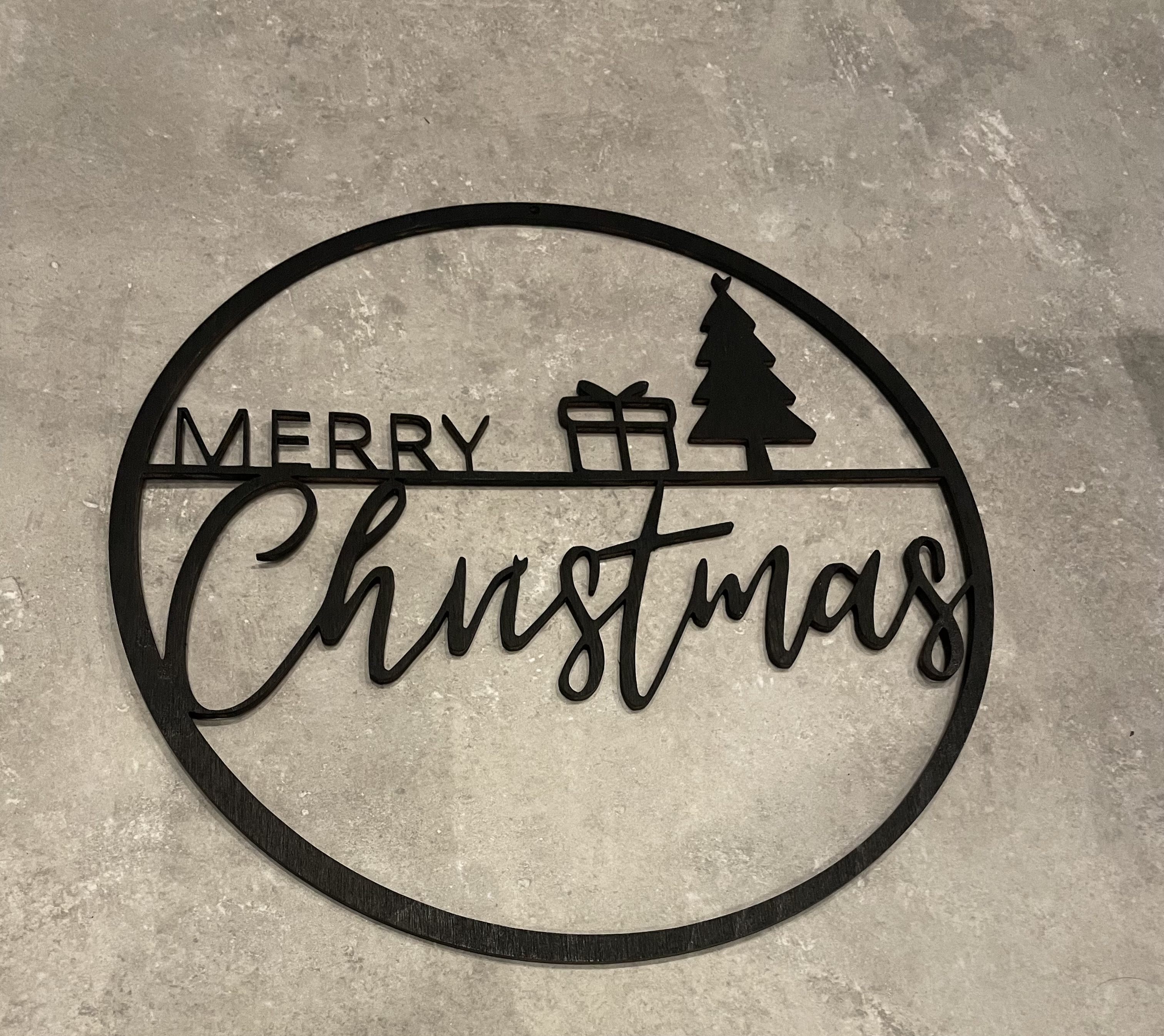 Holzkranz Merry Christmas