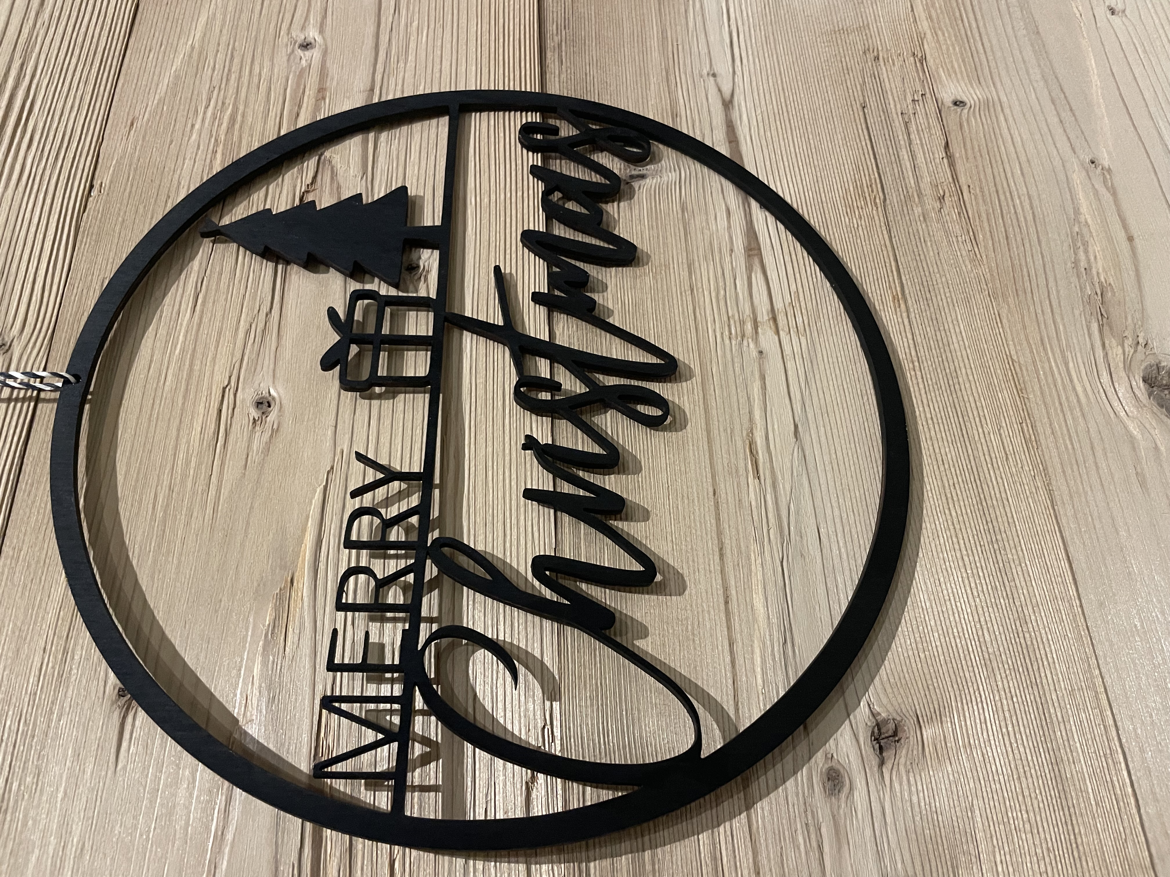 Holzkranz Merry Christmas