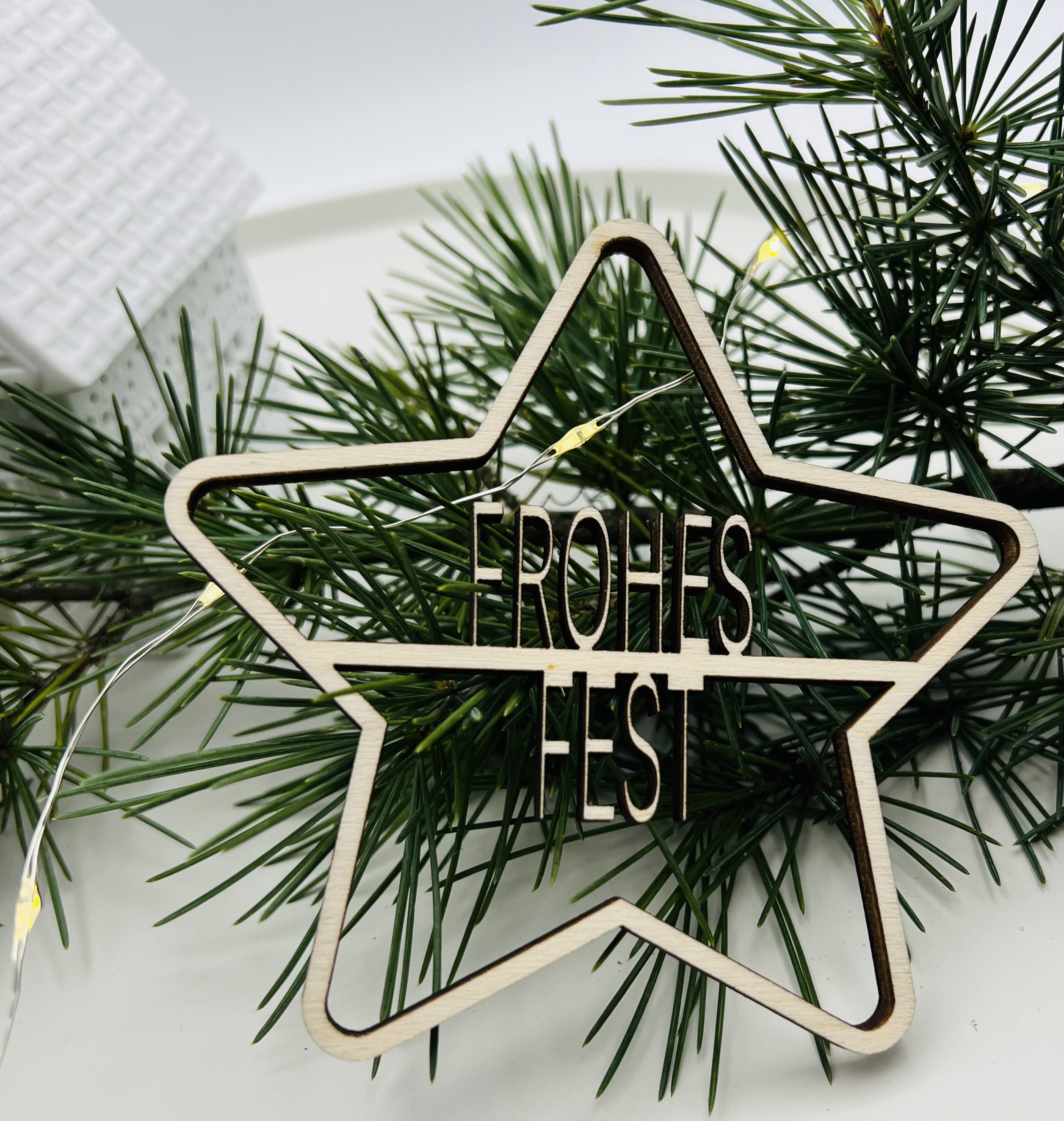 Anhänger Weihnachtsstern Frohes Fest