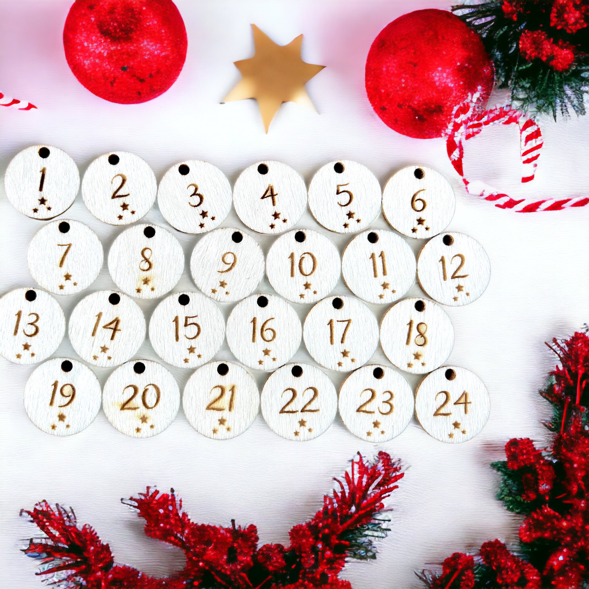 Adventskalender Zahlen aus Holz