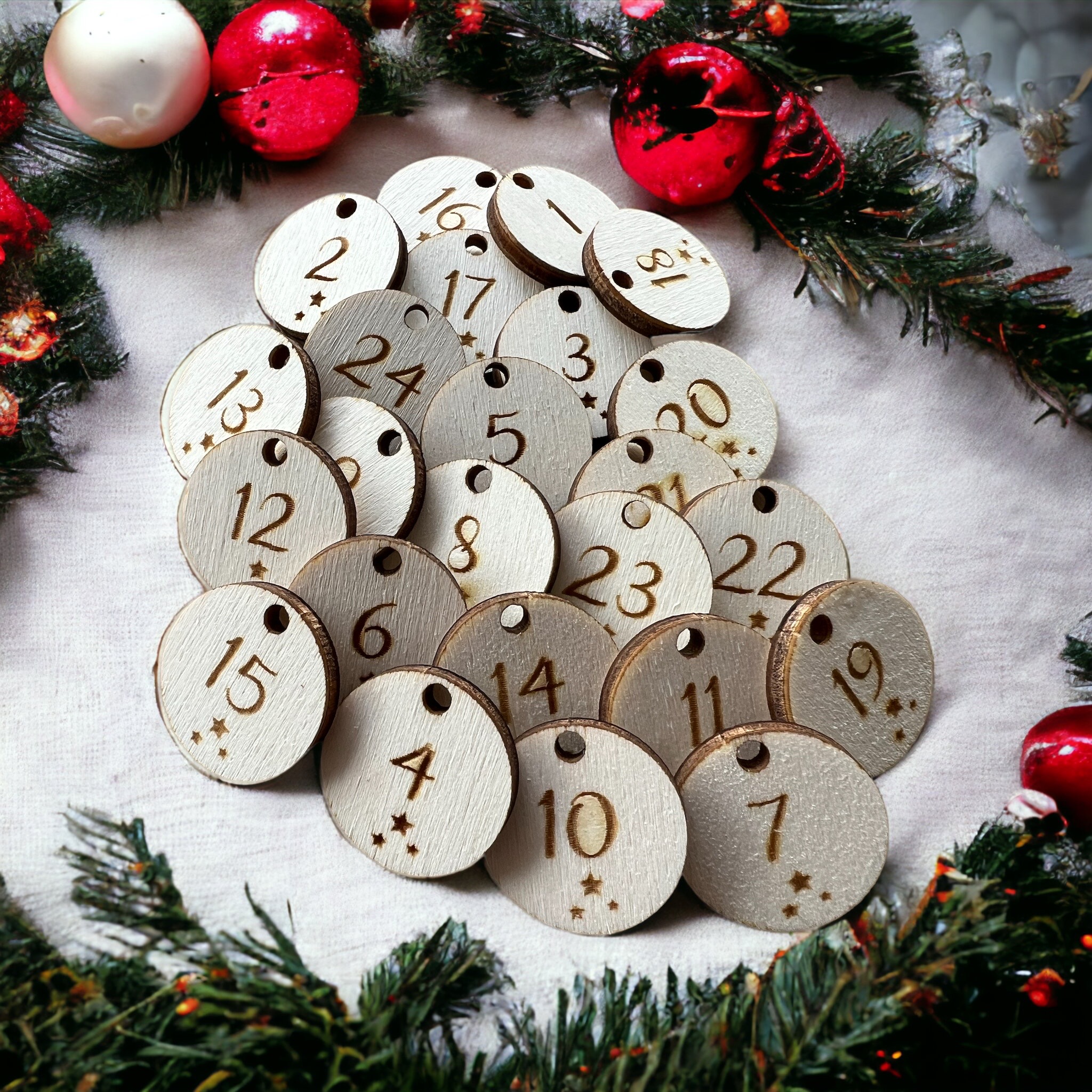 Adventskalender Zahlen aus Holz
